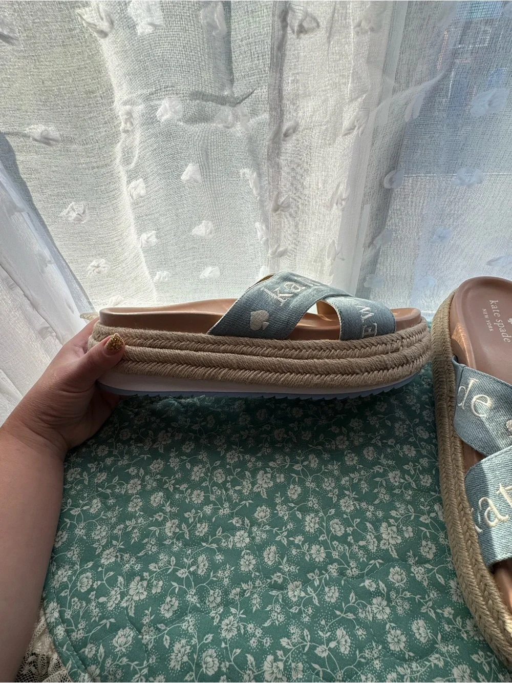 Kate Spade Denim Piper Espadrille Platform Slide Sandal